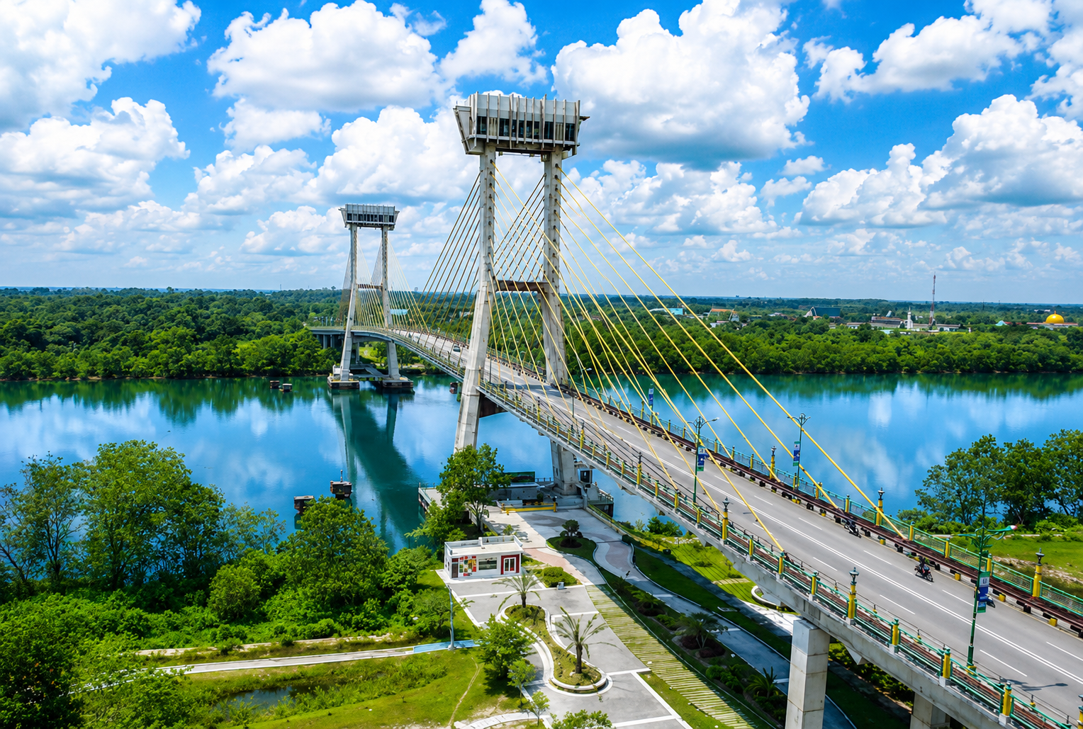 Siak cable-stayed bridge over the Siak river