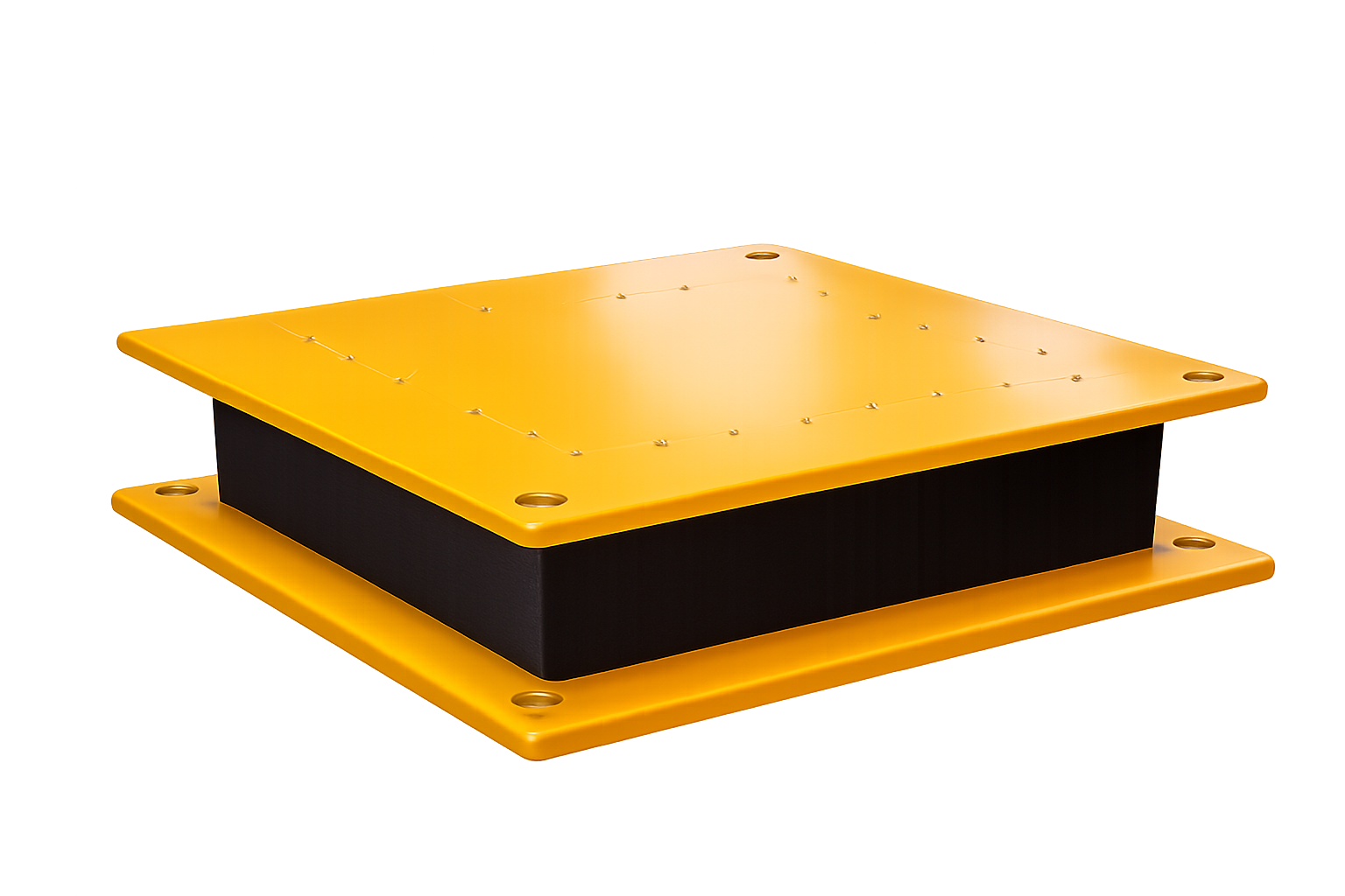 Laminated elastomeric bearing with steel shims and anchor plates