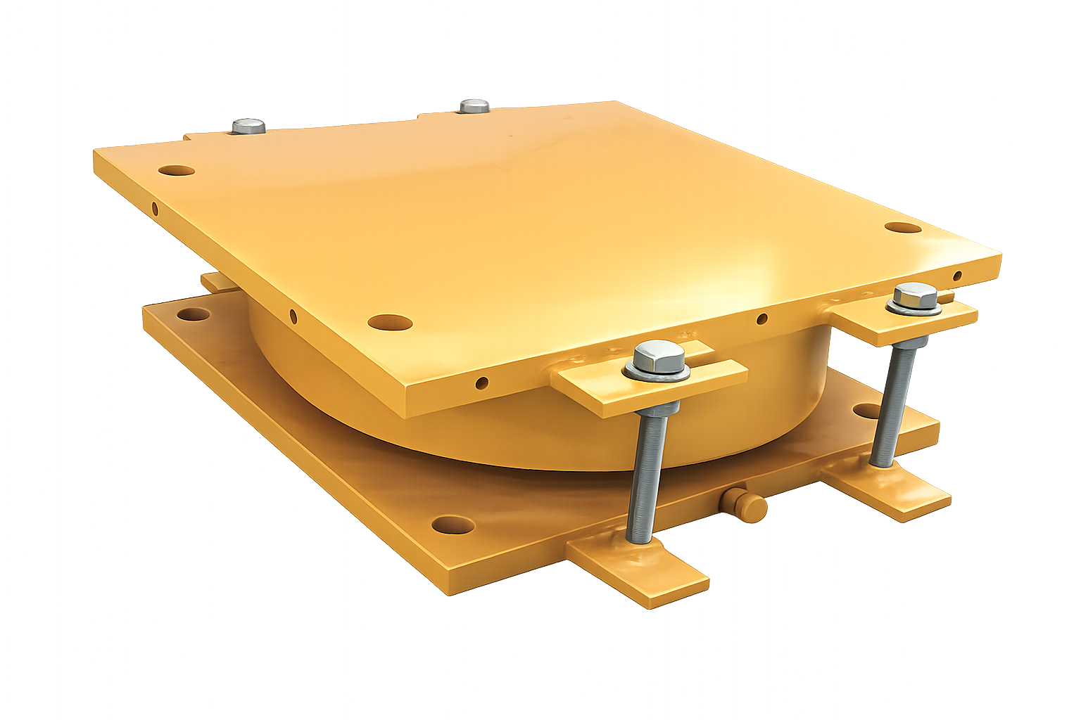 Guided pot bearing with anchor plates