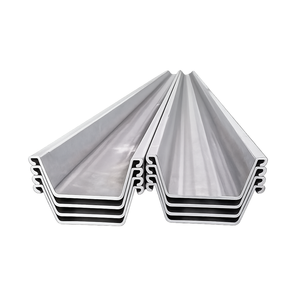 Stacked hot-rolled steel sheet piles